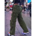thumbnail image 2 of Women Boyfriend‑Style Y2K Denim Jeans, Multi‑Pocket Button‑Front Solid‑Color Long Casual Work Trousers, Simple Commuter Daily Pants, 2 of 10
