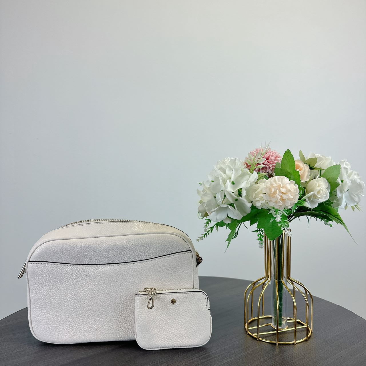 Kate Spade K6057 Rosie Pebbled Leather Flap Camera Bag IN Parchment Multi