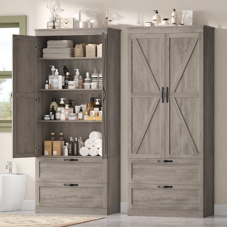 70.3" Tall Bathroom Storage Cabinet with 2 Drawers photo 4