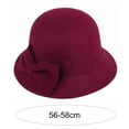 thumbnail image 5 of Eoperou Solid Color Wide Brim Round Dome Warm Woolen Hat Women Autumn Winter Elegant Bowknot Decor Felt Fedora Hat Daily Wear, 5 of 7