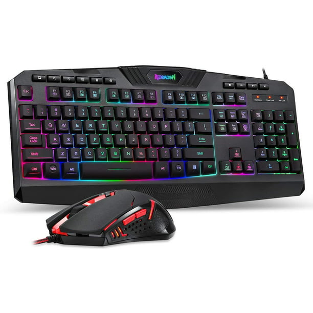 Redragon S101 Wired Gaming Keyboard and Mouse Combo RGB Backlit Gaming  Keyboard with Multimedia Keys Wrist Rest and Red Backlit Gaming Mouse 3200  DPI 