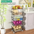 thumbnail image 2 of 5 Tier Fruit Basket for Kitchen, Stackable Bins Wire Rack with Wheels, Fruit and Vegetable Storage Basket Pantry Food Snack Organizer Shelf, Kitchen Storage Cart for Onion and Potato, Produce, 2 of 9