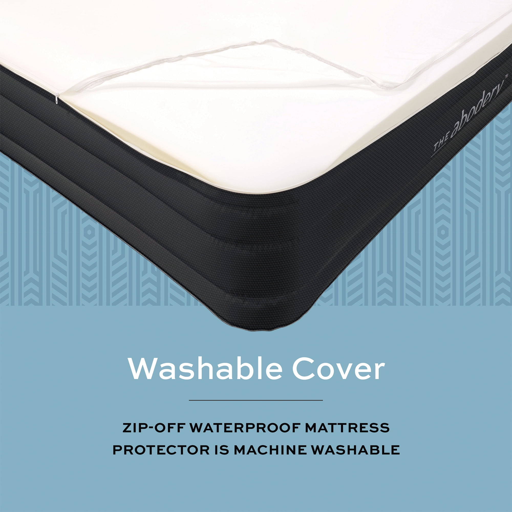 Foam Top Air Mattress with All-Night PressureSync Pump, Inflatable 18-Inch Queen Mattress by The Abodery