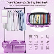 Dance Bag with Garment Rack, Purple Clothes Duffel Dance Bag with Rack 28Glitter Dance Competition Must Haves Costumes Rolling Garment Bags For Travel Collapsible Suitcase for Dancer Performer