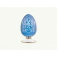 thumbnail image 3 of Blue Egyptian Blown Glass Decorative Egg with Frosted Etched Floral Design, 3 of 3