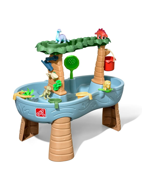 Step2 Dino Showers Gray Plastic Water Table for Toddlers with 13-piece Playset