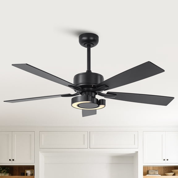 Parrot Uncle Modern 52" 5-Blade 3-CCT LED Ceiling Fan with Remote, Black Double-Sided Blades Ceiling Fan