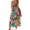 thumbnail image 1 of Hermoso vestido sin mangas con diseño gráfico colorido y flores de poder, ropa de mujer, vestidos de novia para fiestas, 1 of 7