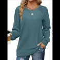 thumbnail image 2 of Sudaderas para Mujer, Suéteres de Cuello Redondo con Mangas de Punto , Moda 2025 Azul Mar M, 2 of 8