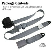 1 Pcs Universal 3 Point Car Safety Belt Adjustable Car Seat Belt Automatic Car Front Seat Safety Belt Strap Buckle Kit Retractable,Grey