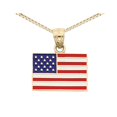 thumbnail image 1 of 14K Yellow Gold American Flag Pendant Necklace with Chain, 1 of 4