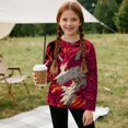 thumbnail image 5 of FUIALDOLG 2 Pack Wolf Girls Long Sleeve Shirts 5-6 Years Soft Crewneck Long-Sleeve Loose T-Shirts Volcano Fire Basic Tops Layering Tees, 5 of 6