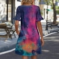 thumbnail image 5 of Women's Tie Dye Dress Ruffle Short Sleeve Flowy Fashionable V Neck A Line Dresses, 5 of 5