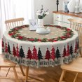 thumbnail image 5 of Nanqianyi 60" Round Christmas Tablecloth,Rustic Pinecone Ornament Wreath Print,Xmas Table Cover for Family Party, 5 of 6