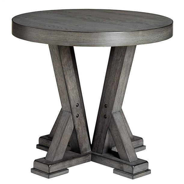 Round End Table in Gray and Harbor Gray