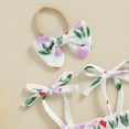thumbnail image 4 of Newborn Baby Girl Summer Outfits Tie Straps Romper Dress Floral Tulip Print Sleeveless Bodysuit Dress and Headband Set Cute Clothes, 4 of 7