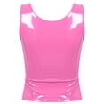 thumbnail image 5 of Jowowha Women U Neck Sleeveless Tank Top PVC Leather Zipper Camisole T Shirts Pole Dance Clubwear Pink 4XL, 5 of 7