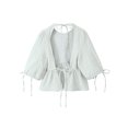 thumbnail image 4 of HH TRAF 2024 Blusa de jacquard de moda de verano para mujer, cuello redondo, sin espalda, suelta, corta, top femenino, ropa de calle salvaje, camisa para mujer, 4 of 5