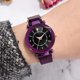 thumbnail image 2 of Reloj de cuarzo para mujer, esfera estrellada, cinturón de aleación, hebilla magnética, elegante reloj de pulsera informal, color morado, 2 of 4