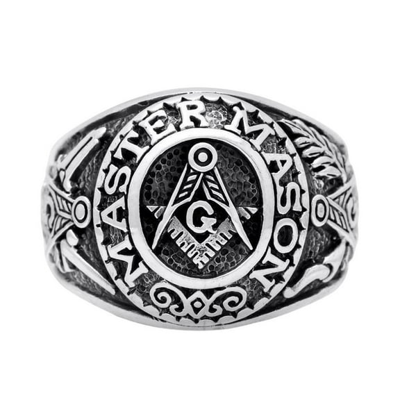 PikaLF Master Masonic Ring for Men, Compass Masonic Freemason Ring, Freemason Symbol Masonic Rings, Hip Hop Biker Ring, Religious Amulet Ring, Punk Masonic Jewelry Gift for Men