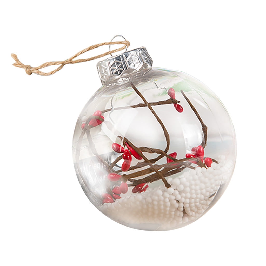 Boules De Noël Vintage 8 Cm – Motifs Père Noël Et Bonhomme De Neige, Plastique Transparent