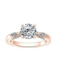 thumbnail image 1 of 0.70 Carat Excellent Round Cut Natural Diamond Beautiful Solitaire with Accents Bridal Ring for Bride Solid 18K Rose Gold Size 5, 1 of 8