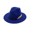 thumbnail image 2 of Lumistal Panama Hats for Women Wide Brim Fedora Panama Hat With Metal Belt Buckle Fedora Classic Summer Beach Sun Hat Panama Cap Cowboy Hats for Women Blue One Size, 2 of 5