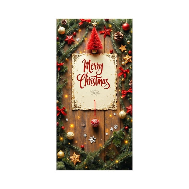 Decoraciones de Navidad Cubierta de Puerta de Navidad de 35 X 72 Pulgadas Cortina de Puerta de Navidad Decoración de Puerta Y Pared Del Día de Navidad Decoración de Fiesta de Vacaciones Decoraciones D