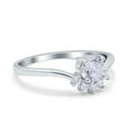 thumbnail image 2 of Simulated Cubic Zirconia Size-5 Art Deco V Chevron Engagement Ring 925 Sterling Silver, 2 of 7
