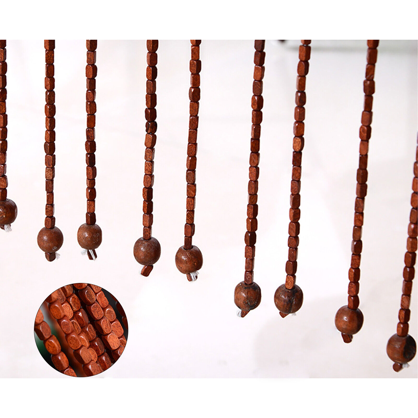 Retro Bamboo Grains and Wood Bead Curtain 27 Lines 35.4*68.9inch for Decoration or Improvement of the Layout