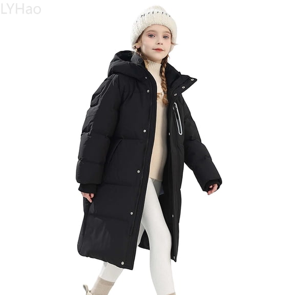 LYHao Girls Long Down Coat Warm Winter Jacket With Fill For Kids And Youth Insulated Outerwear For Cold Weather Girls Down Coats,Sizes 6-7 Years