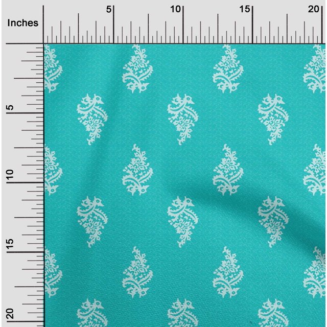 oneOone Georgette Viscose Fabric Leaves & Floral Block Decor Fabric Printed BTY 42 Inch Wide