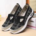 thumbnail image 5 of Gpaecead Women's Knit Flats Breathable Mesh Hollow Slip On Soft Sole Lightweight Comfortable Casual Walking Shoes For Daily Black, 5 of 6