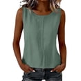 thumbnail image 6 of beishanbush Summer Sales Saving $10 Spring Casual Sleeveless Shirts Blouses Clothing Women's Cotton Linen Tank Top,Crewneck Sleeveless Pleats Lightweight Casual Comfy Summer Under $10, 6 of 7