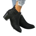 thumbnail image 1 of LSLJS Large Pointed Thick Heeled Suede Low Heeled Short Boots, 1 of 7