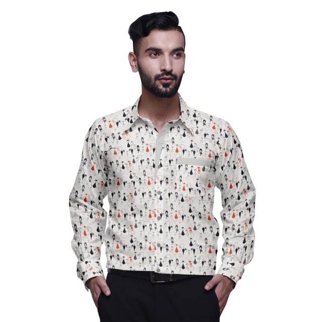 BESTMAN Casual PrintedShirtsFor Men Slim Fit Button Down Long SleeveShirt