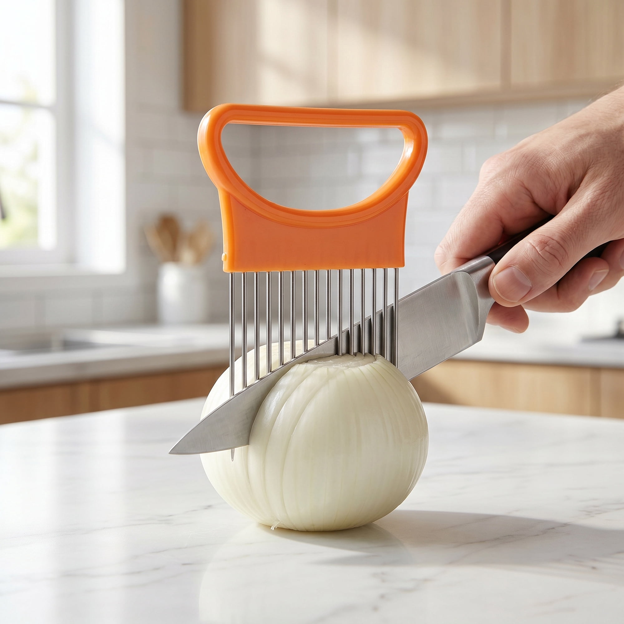 Unique Bargains Vegetable Chopper Food Processor with Pins Dicing Veggies & Nuts Orange