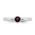 thumbnail image 4 of 925 Sterling Silver Stackable Expressions Low 4mm Round Rhodolite Garnet Ring Size: 5; for Adults and Teens; for Women and Men, 4 of 5