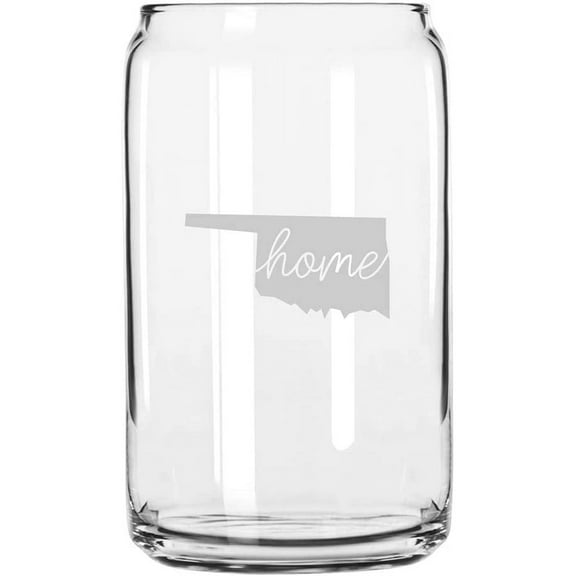 Oklahoma Home States Etched 16oz Libbey Can Glass
