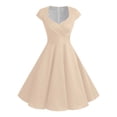 thumbnail image 1 of Vestido retro de fiesta liso para mujer: diseño informal de corte A, cintura alta para diversas ocasiones, tallas S-XXL., 1 of 5
