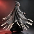 thumbnail image 5 of Robe Distressed Fringe, Halloween Costume, Ghost Cloak, Tattered Grim Reaper, Tattered Grim Reaper Cloak Hooded Gauze Robe Distressed Fringe Halloween Costume for Spooky Season, 5 of 6