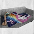 thumbnail image 6 of Unicorn Soft Flannel Fleece Throw Blanket, Colorful Arrangement of Mythical Animals in the Sky with Rainbows Girly Design, Cozy Plush for Indoor and Outdoor Use, 70" x 90", Multicolor, by Ambesonne, 6 of 6