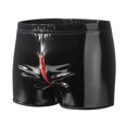 thumbnail image 4 of Lencería masculina, pantalones cortos de látex de charol, de entrepierna abierta, ropa interior tipo bóxer, cintura elástica, cremallera, botones, ropa de dormir, 4 of 5