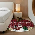 thumbnail image 2 of Merry Christmas Round Area&nbsp;Rug 3ft Snowman Xmas Tree Red Buffalo Plaid Non-Slip&nbsp;Washable Circle Rugs Soft Felt Indoor Floor Mat for Bedroom Kitchen Living Room Bathroom, 2 of 9