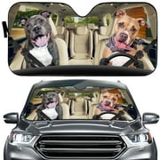 Pit Bull Dog Auto Sun Shade Car Windshield Window Cover Sunshade,Funny Dogs Sunvisors Car Covers for Windows,Bulldog Car Front Window Visor for Car Truck Vehicle SUV Van (57IN  27.5IN)
