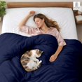 thumbnail image 6 of Kotton Culture 1 Pc Duvet Cover Queen Size/Full Size-100% Egyptian Cotton 600 TC Ultra Soft Premium Durable Comforter Cover Zipper Closure & Corner Ties- (Navy Blue, 90" X 90"), 6 of 8