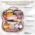 thumbnail image 4 of iMucci Large Capacity Travel Cosmetic Bags for Women - Portable PU Leather Waterproof Makeup Bag with Handle and Divider, Flat Lay Cosmetic Case Makeup Organizer Bag Toiletry Bag, 4 of 7