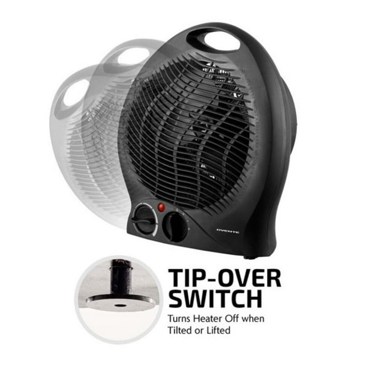 Ovente Portable Electric Heater with Thermostat Control, Indicator Light u0026  Safety Switch, Space Saving Heat up to 160 Square feet Perfect for Indoor,  Home, Bedroom Dorm Office Black, HE24B - Walmart.com