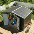 thumbnail image 6 of Clouddwell 10 x 8 FT Shed Outdoor Storage Shed with Double Hinged Large Door, Large Metal Shed with Lockable Door & Sloped Roof for Garden, Patio and Backyard, Black, 6 of 9