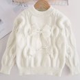 thumbnail image 3 of Afuyipoi Girls Cable Knit Turtleneck Sweater with Pearl Trim Bow Top for Kids Size 4-12Y Spring Fall Sweet Style White Size 11, 3 of 9